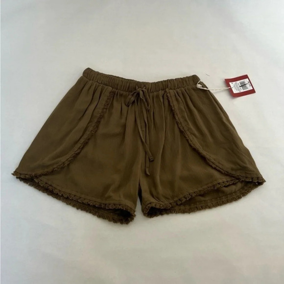 Mossimo Shorts Womens Fringed Adjustable Waist Khaki Green Size S NWT - Picture 1 of 6